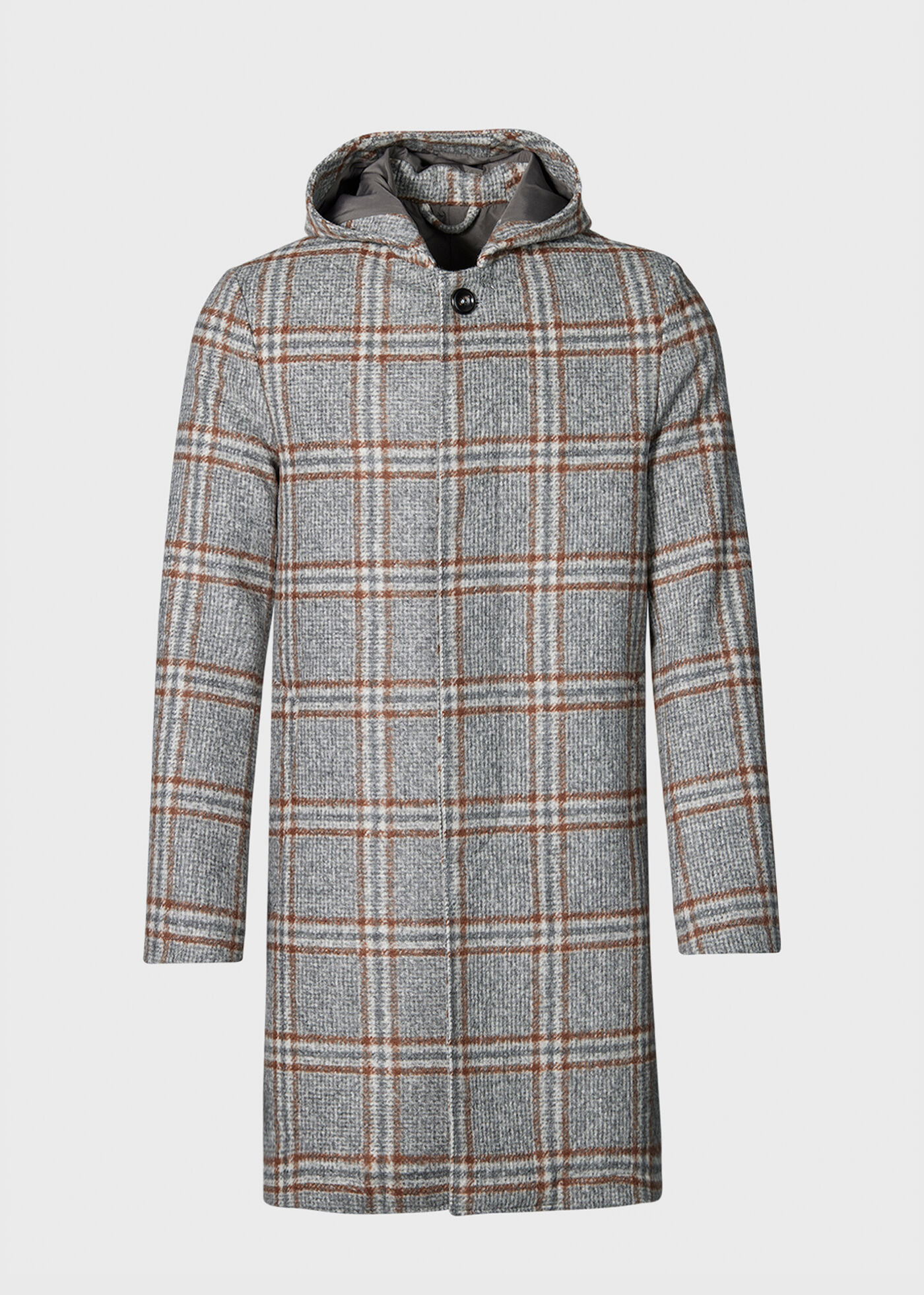 Hooded sales plaid coat