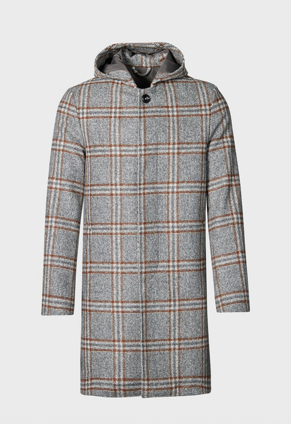 Paul Stuart Hooded Plaid Coat, image 1