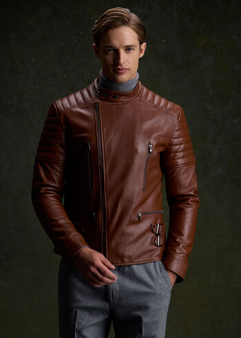 Paul Stuart Leather Motorcycle Jacket
