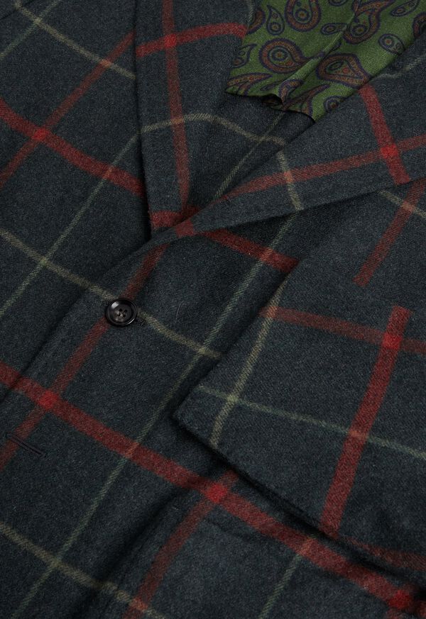 Paul Stuart Olive Cashmere Windowpane Blazer, image 2