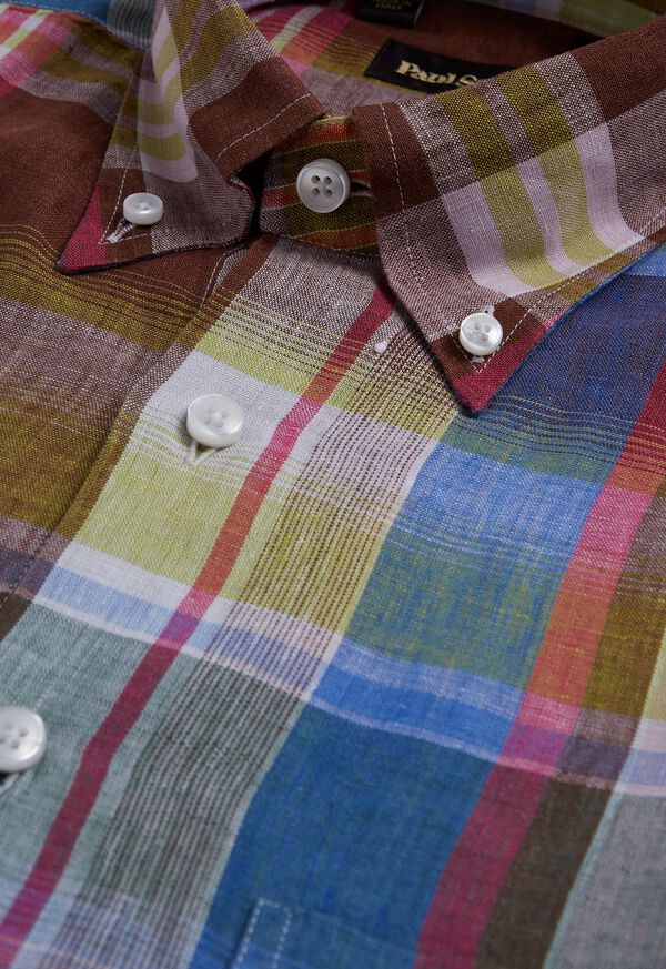 Paul Stuart Linen Plaid Sport Shirt, image 2