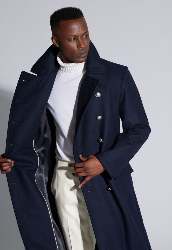 Paul Stuart Navy Military Long Coat Look, image 1