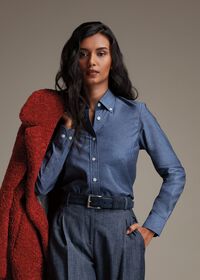 Paul Stuart Denim Button Through Blouse, thumbnail 3