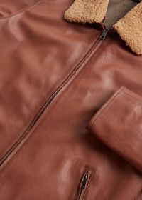 Paul Stuart Leather Bomber Jacket with Removable Shearling Collar, thumbnail 3