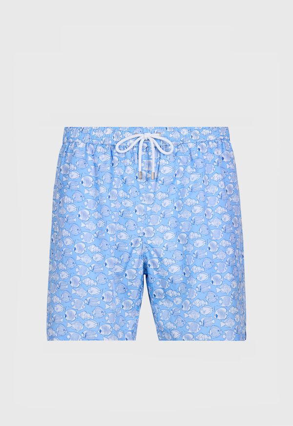 Paul Stuart All-Over Fish Print Swim Trunk, image 1