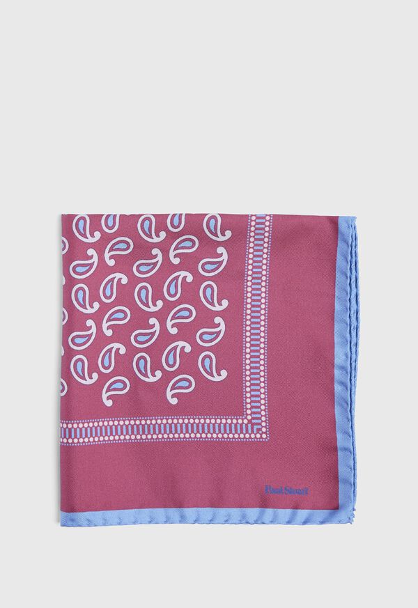 Paul Stuart Tossed Pine Dotted Border Pocket Square, image 2