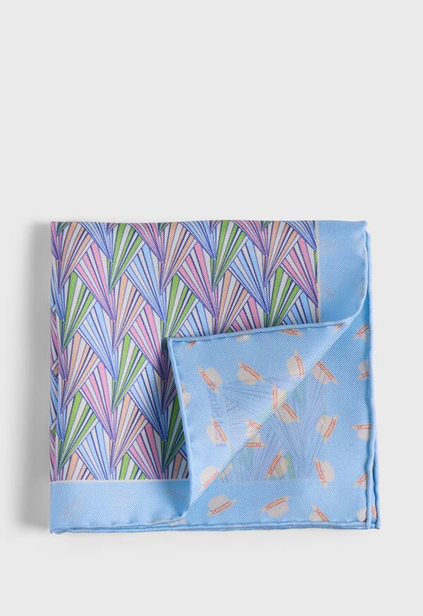 Paul Stuart Printed Silk Basketweave Pocket Square, image 1