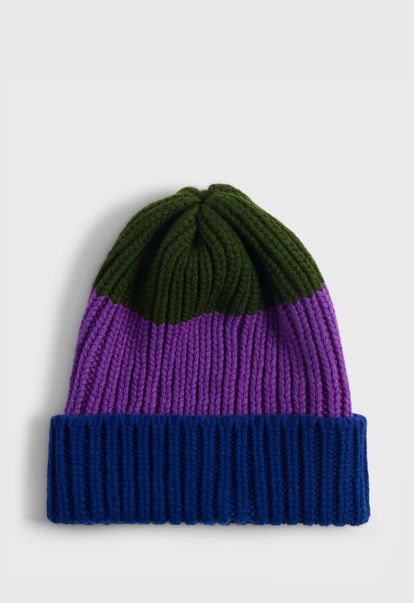 Paul Stuart Cashmere Tricolor Rib Beanie, image 1