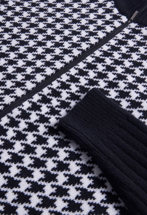 Paul Stuart Cashmere Houndstooth Full Zip Sweater, image 3