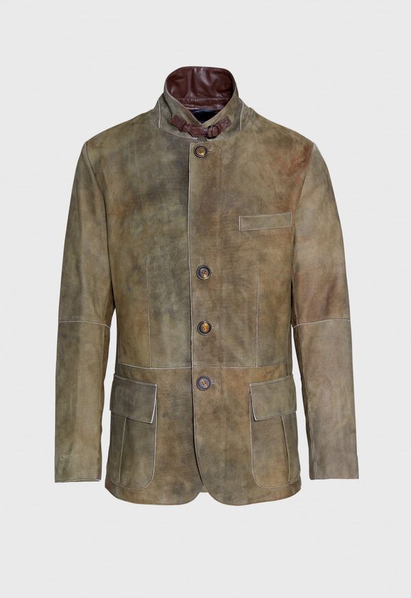 Paul Stuart Brown Raw Cut Edge Suede Jacket, image 1