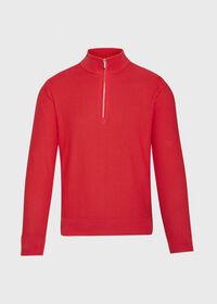 Paul Stuart Cotton Quarter Zip Rice Stitch Sweater, thumbnail 1