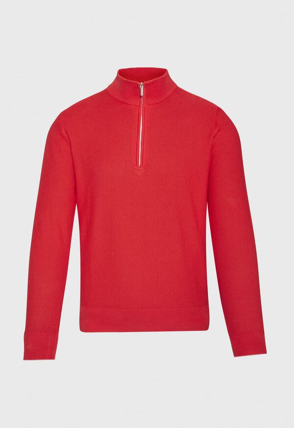 Paul Stuart Cotton Quarter Zip Rice Stitch Sweater, image 1