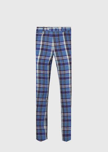 Paul Stuart Linen Plaid Plain Front Dress Trouser