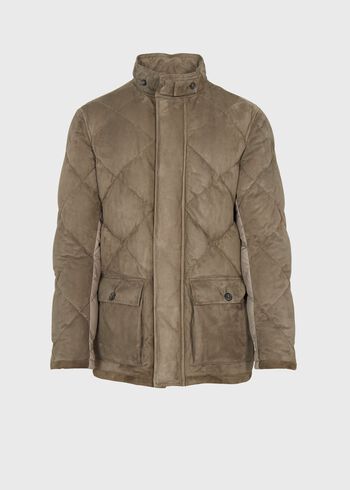 Paul Stuart Suede Diamond Quilt Down Jacket
