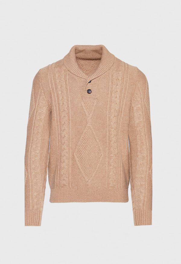 Paul Stuart Cashmere Cable Knit Shawl Collar Pullover, image 1