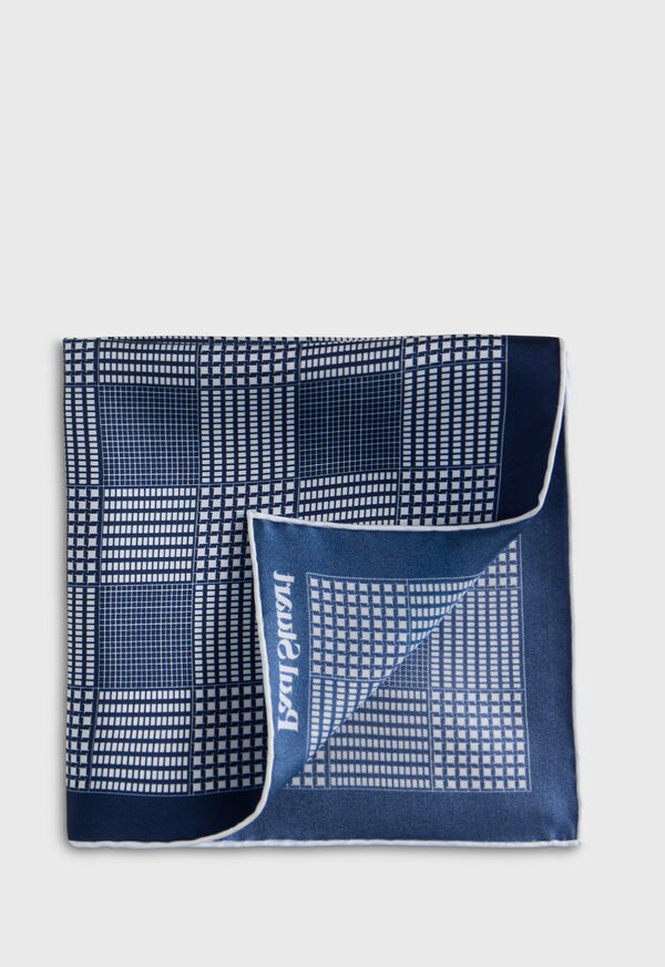 Paul Stuart Printed Silk Glen Plaid Pocket Square, image 1