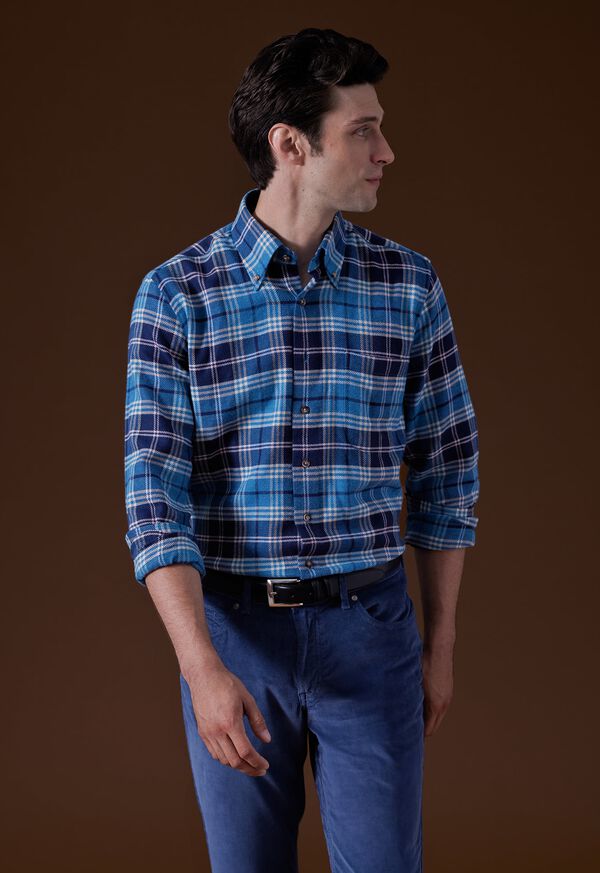 Paul Stuart Flannel Plaid Sport Shirt, image 2