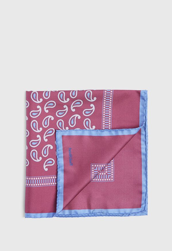 Paul Stuart Tossed Pine Dotted Border Pocket Square, image 1