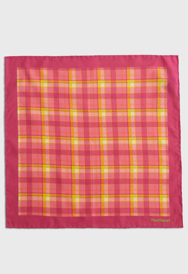 Paul Stuart Habotai Silk Plaid Pocket Square, image 2
