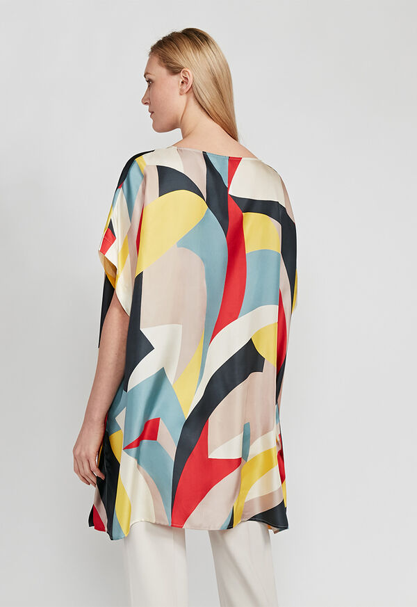 Paul Stuart Tie Front Printed Silk Tunic, image 2