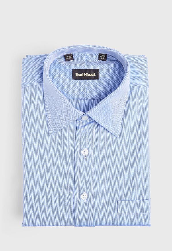 Paul Stuart Blue Herringbone Dress Shirt, image 1