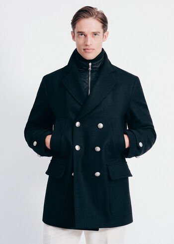 Paul Stuart Double Breasted Wool Coat & Detachable Jacket