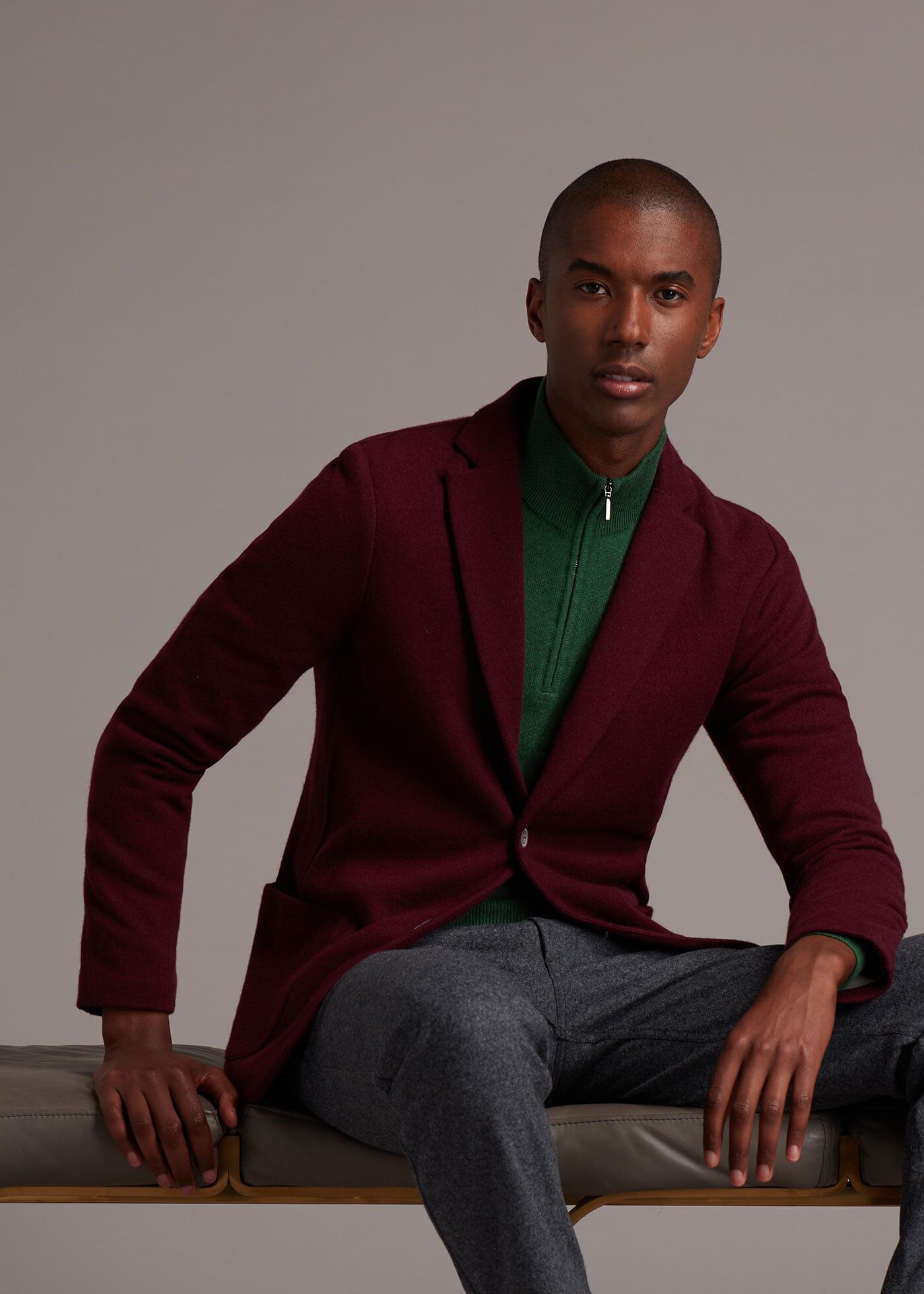 Men s Cashmere Felt Jacket in Burgundy Paul Stuart