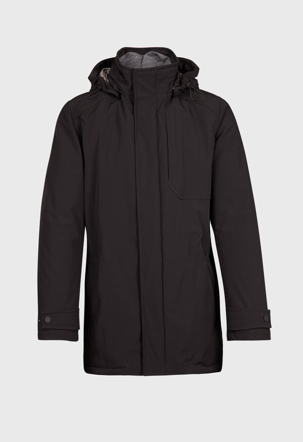 Paul Stuart Black Hooded Down Filled Tech Jacket, image 1