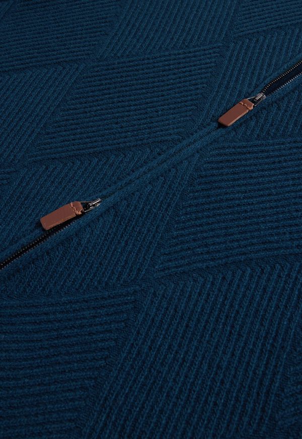 Paul Stuart Wool and Cashmere Zip Jacquard Cardigan, image 3
