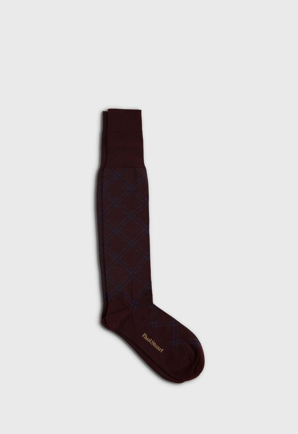 Paul Stuart Wool Blend Diagonal Plaid Sock, image 1