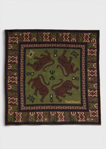 Paul Stuart Wool & Silk Tiger Print Pocket Square