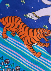 Paul Stuart Silk Tiger Scene Printed Scarf, thumbnail 3