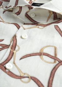 Paul Stuart Linen Printed Belt & Buckle Sport Shirt, thumbnail 3