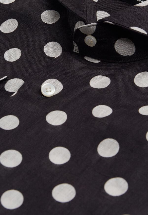 Paul Stuart Black and White Dot Linen Shirt, image 2