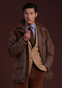 Paul Stuart Tweed Hunting Jacket with Suede Trim, thumbnail 2