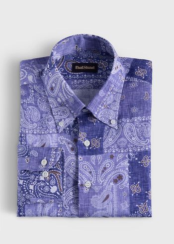 Paul Stuart Printed Linen Sport Shirt