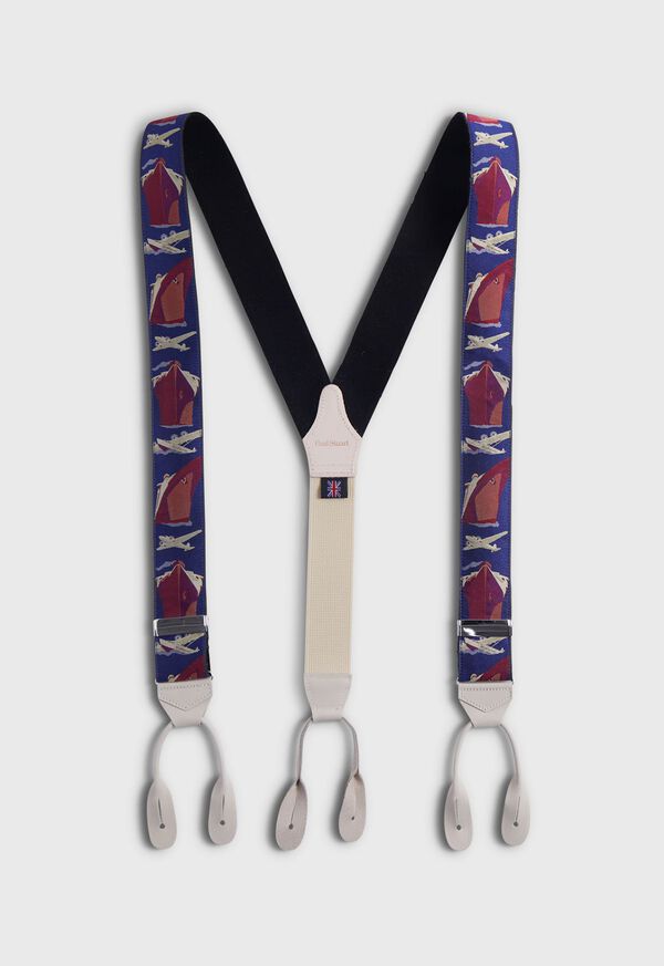 Paul Stuart Vintage Travel Motif Suspenders, image 1