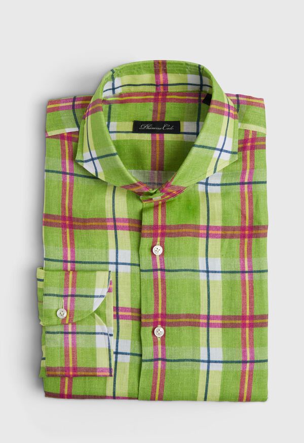Paul Stuart Lime Green Plaid Shirt, image 1