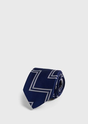 Paul Stuart Woven Silk Deco Zig Zag Tie