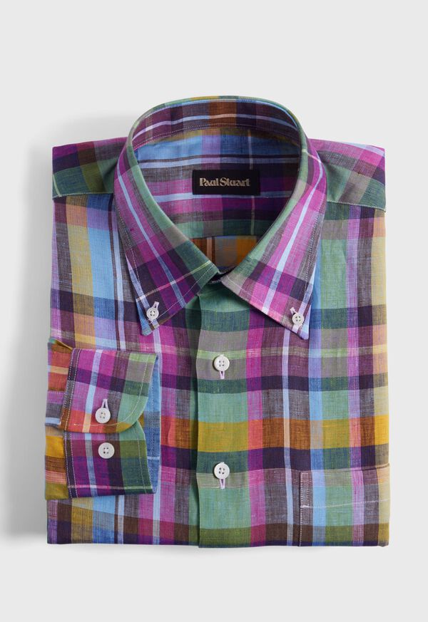 Paul Stuart Linen Multicolor Plaid Sport Shirt, image 1