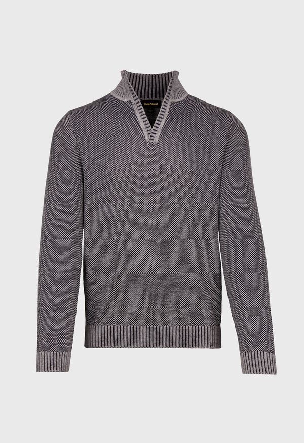 Paul Stuart Merino Wool Open Collar BirdsEye Sweater, image 1