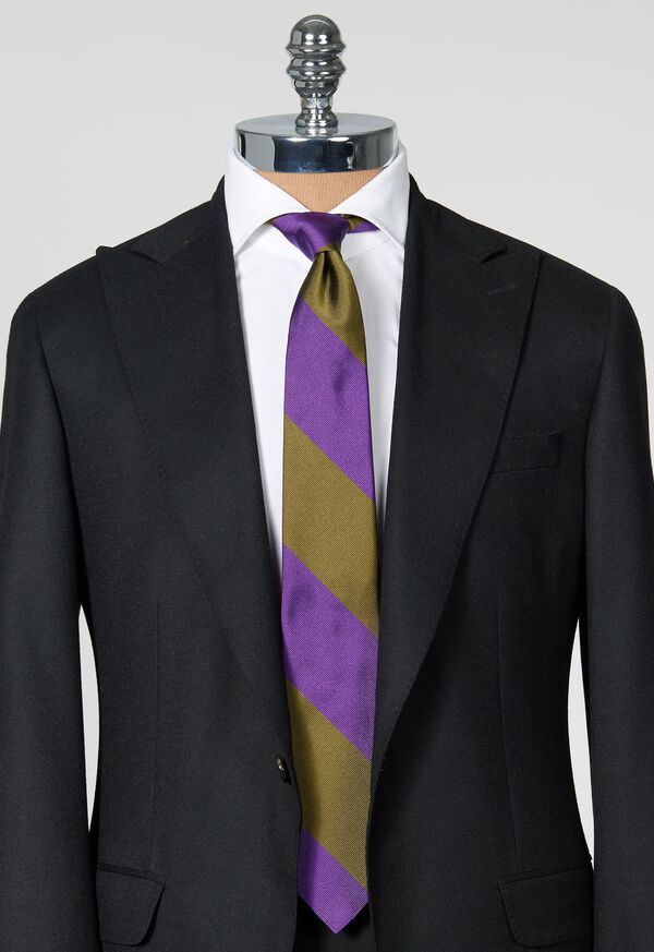Paul Stuart Two-Tone Woven Silk Striped Tie, image 7