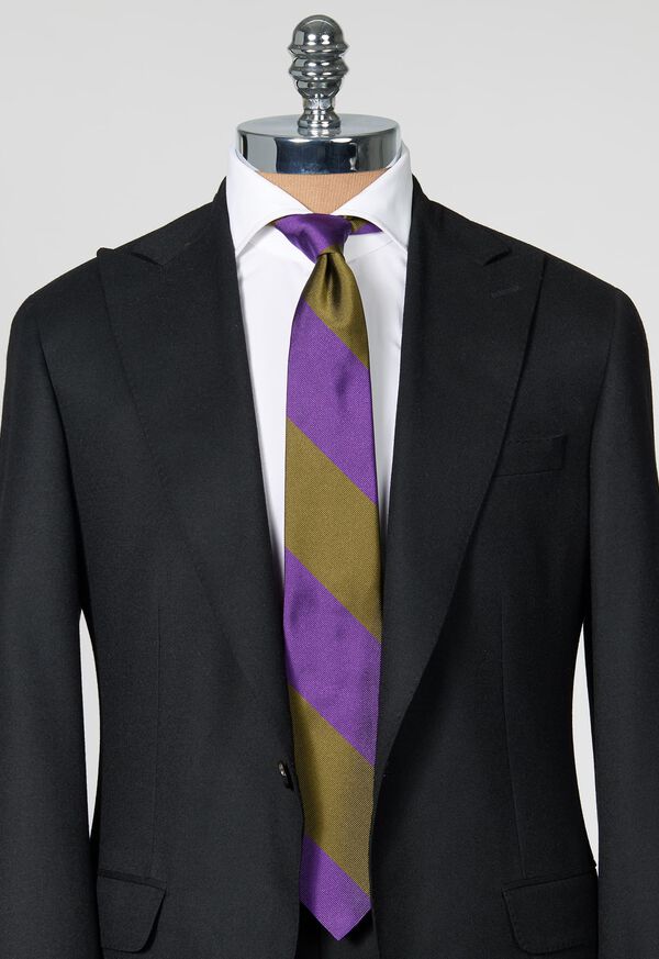 Paul Stuart Two-Tone Woven Silk Striped Tie, image 3