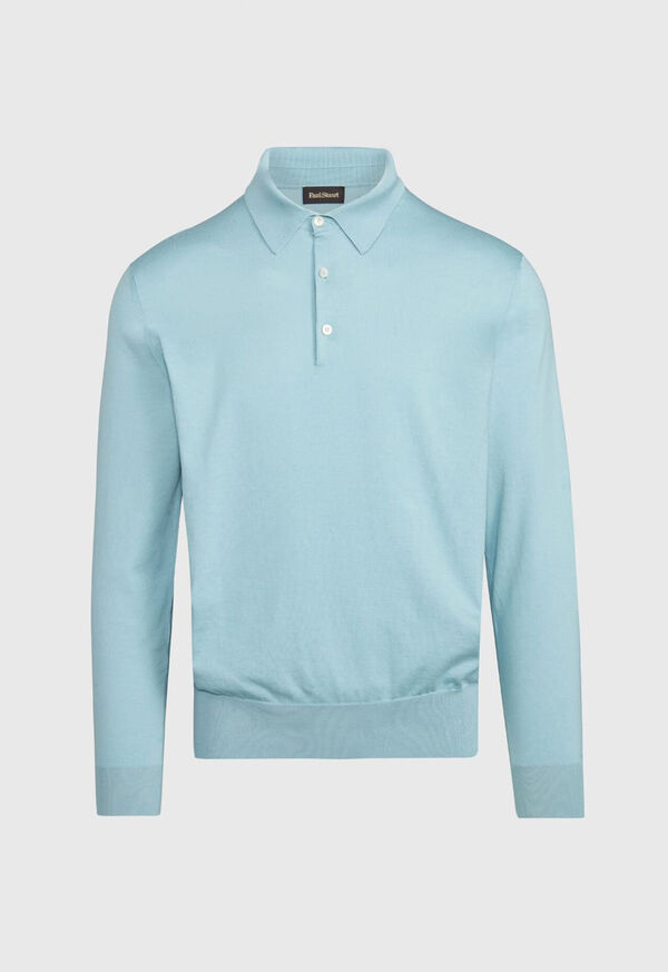 Paul Stuart Long Sleeve Cotton Polo, image 3