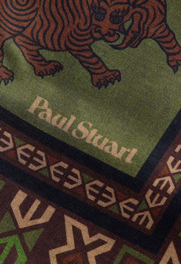 Paul Stuart Wool & Silk Tiger Print Pocket Square, image 3