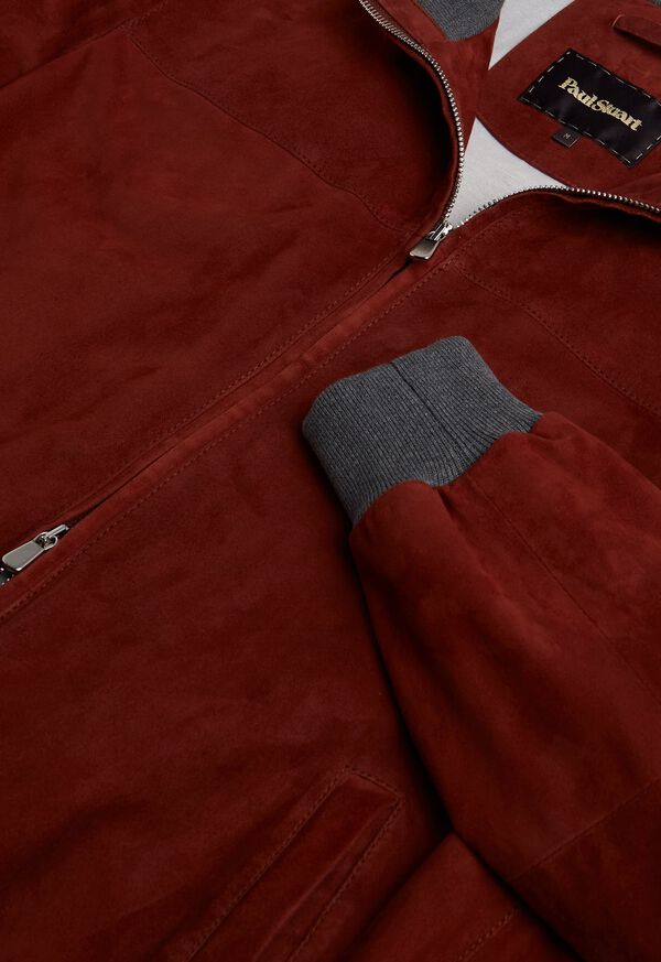 Paul Stuart Suede Bomber Jacket with Knit Trim, image 5