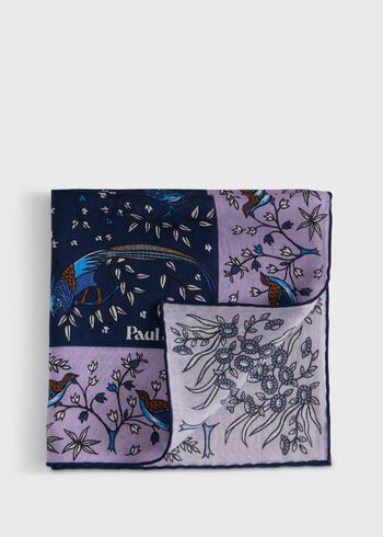 Paul Stuart Wool & Silk Forest Print Pocket Square