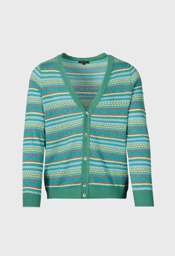 Paul Stuart Linen & Cotton Fair Isle Cardigan, image 1