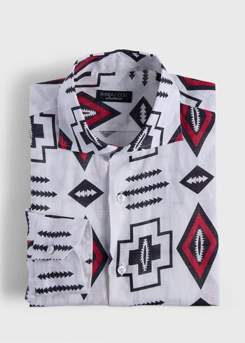 Paul Stuart Printed Linen Sport Shirt