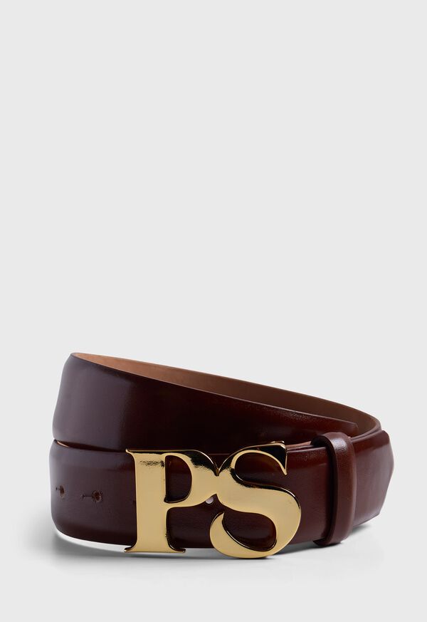 Paul Stuart PS Brass Logo Leather Belt, image 1